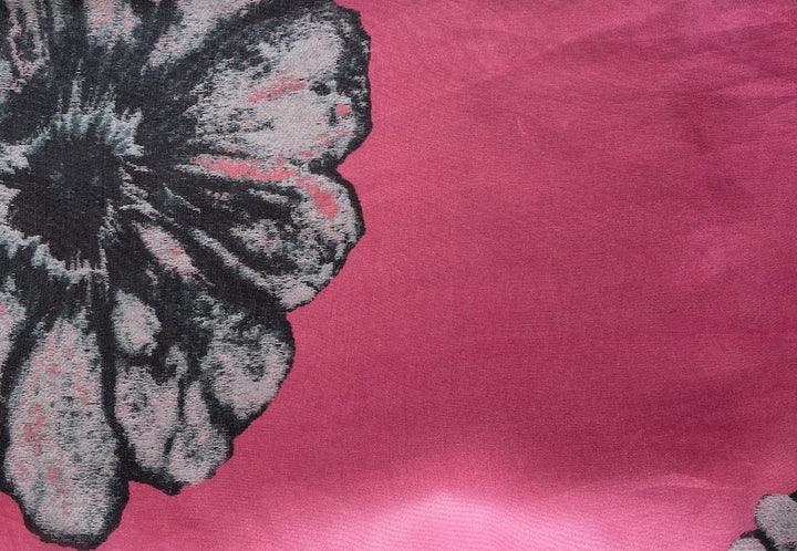 Semi-Sheer Pearl Grey Cosmos Fleurs Silk Organza  (Made in Italy)
