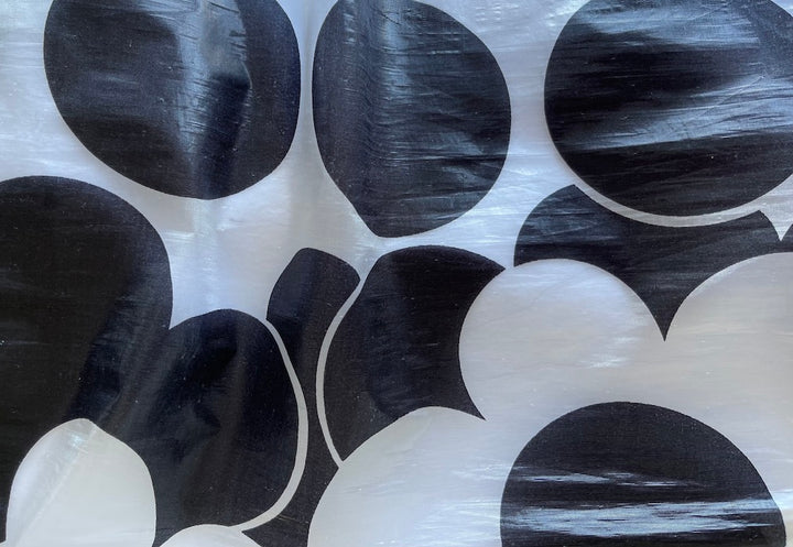 Metallic Pop Art Dots & Daisies Silk Blend Organza  (Made in Italy)