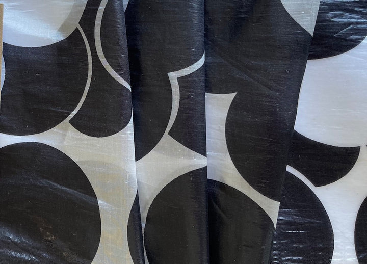 Metallic Pop Art Dots & Daisies Silk Blend Organza  (Made in Italy)
