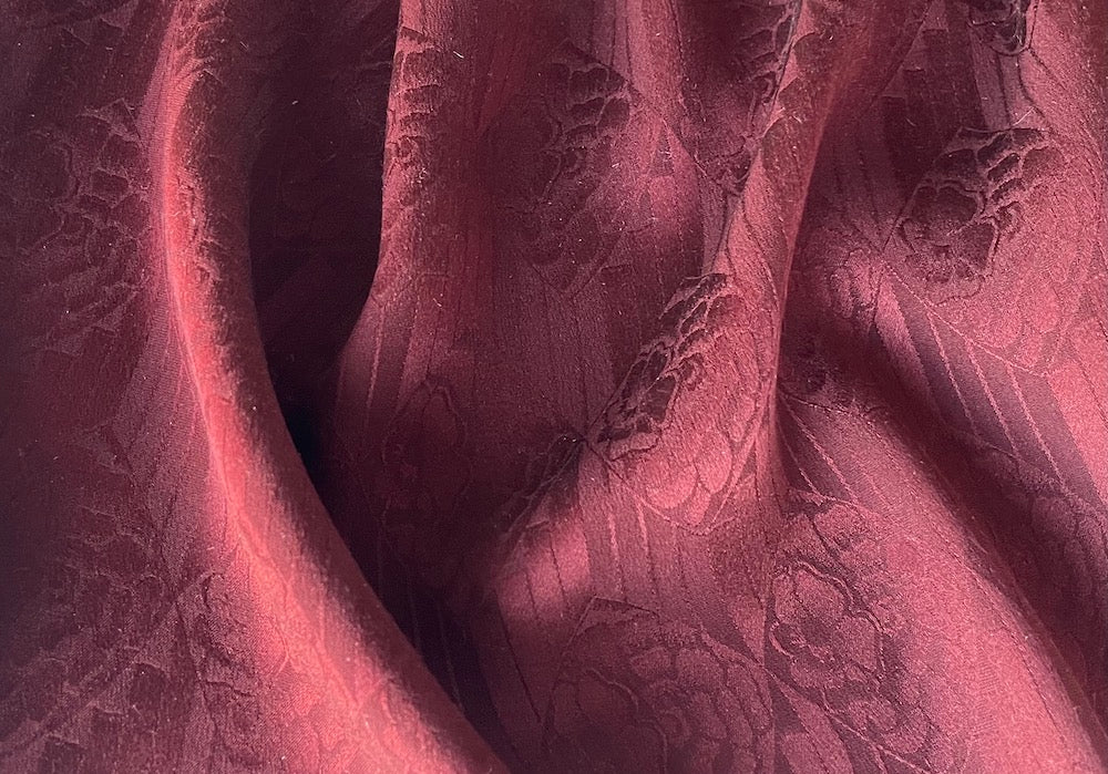 Silk fabric, Rusty Brick Striped Floral Silk Jacquard (Made Silk fabric, Rusty Brick Striped Floral Silk Jacquard (Made