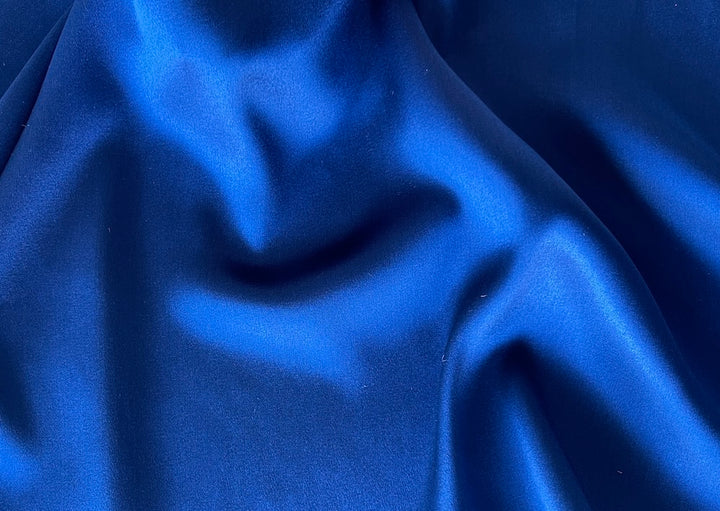 Rich Azure Blue Stretch Silk Satin Charmeuse (Made in Italy)