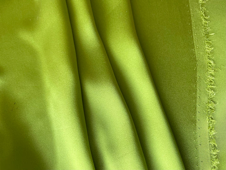 Lustrous Fresh Kiwi Green Silk Satin Charmeuse (Made in Italy)