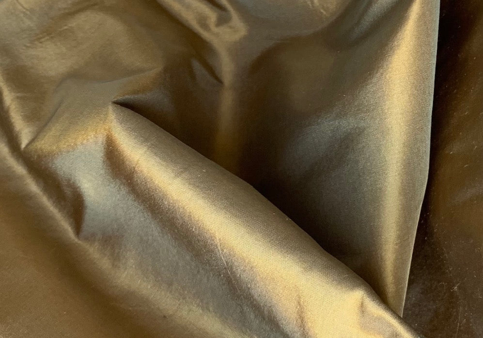 Silk Fabric, Rich Antique Pinchbeck Gold Crisp Silk Taffeta