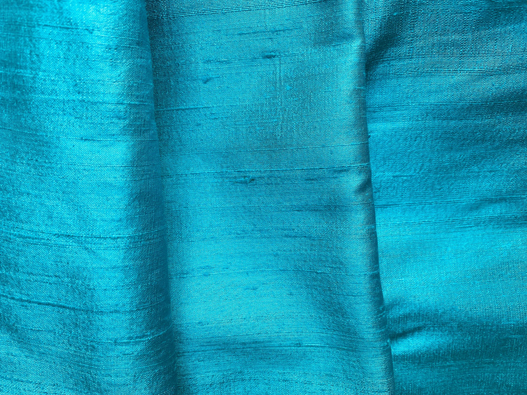 Brilliant Turquoise Blue Crisp Silk Dupioni (Made in India)