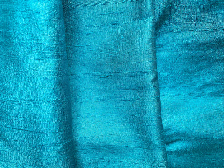 Brilliant Turquoise Blue Crisp Silk Dupioni (Made in India)