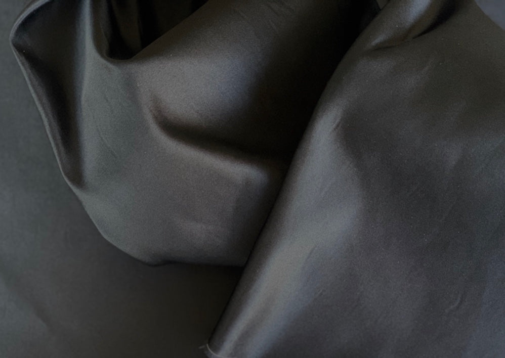 Deep Black Duchess Silk Blend Satin (Made in Italy)