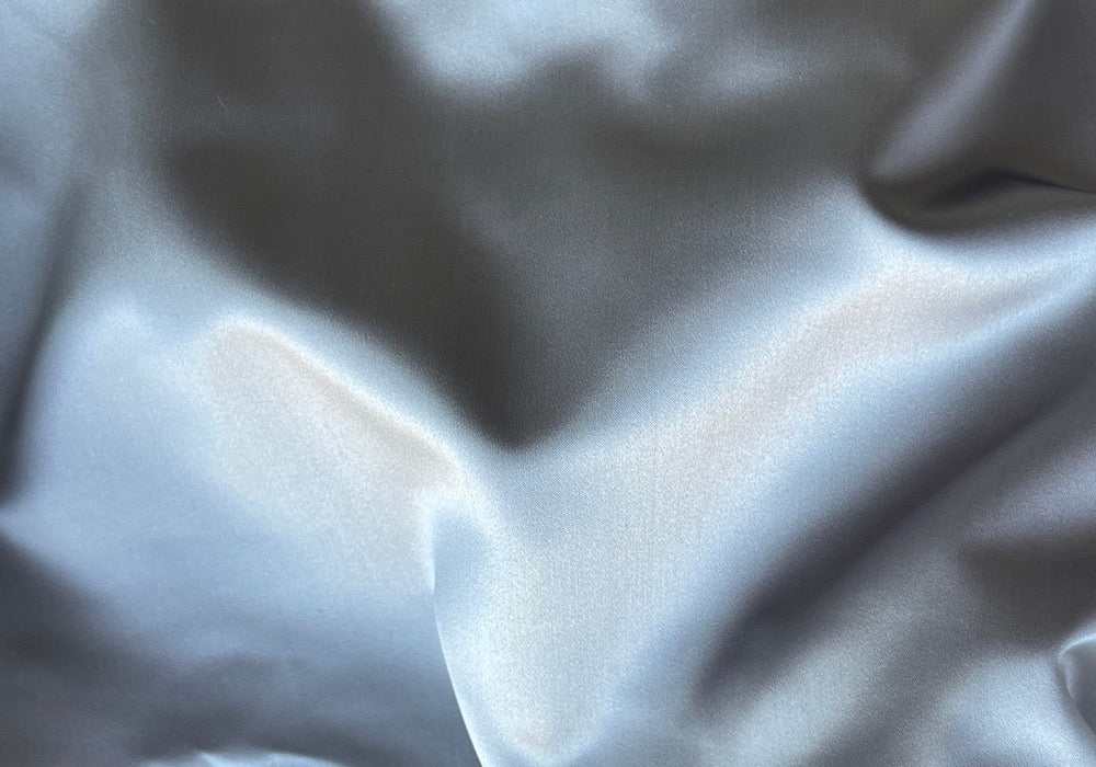 Silk Fabric, Prada Shimmering Pearl Grey Silk Duchess Satin