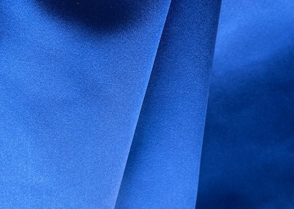 Elegant Deep Cobalt Silk Duchess Satin (Made in Italy)