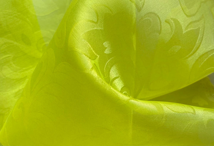 Sheer Shockingly Elegant Chartreuse Jacquard Silk Organza (Made in Italy)