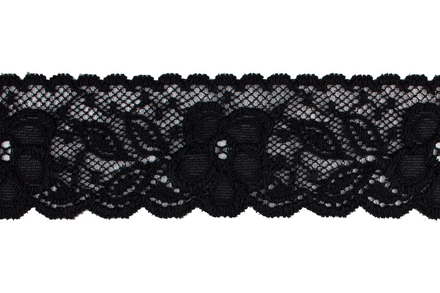 1 3/4" Black Raised Stretch Lace