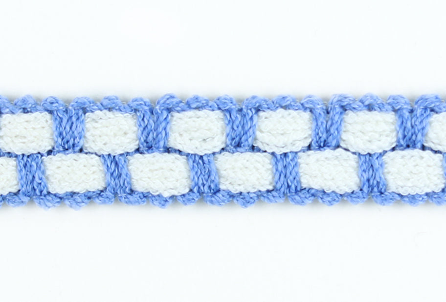 1/2" French Blue & White Wool Braided Trim