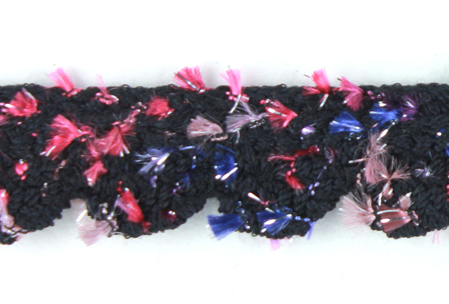 7/8" Black & Plum Braided Wool Edging Trim