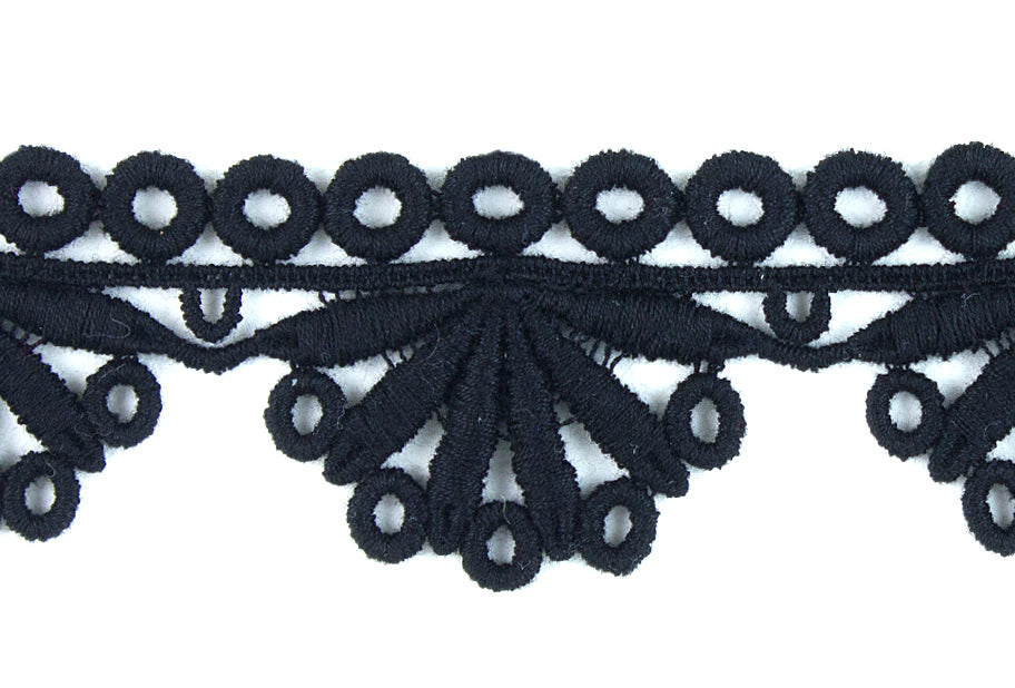 1 1/2" Half Petal Black Venise Edging Lace