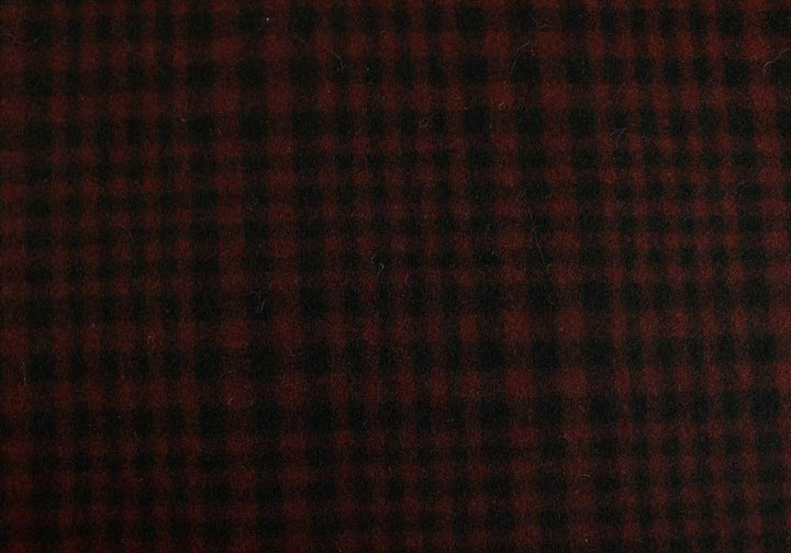 Designer Black & Red Checked Wool Melton Coating (Made in Italy)