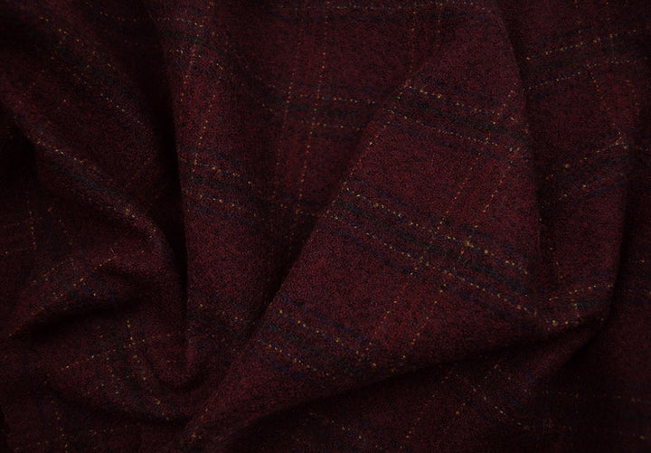 Midweight Wine Plaid Virgin Wool Coating (Made in Italy)