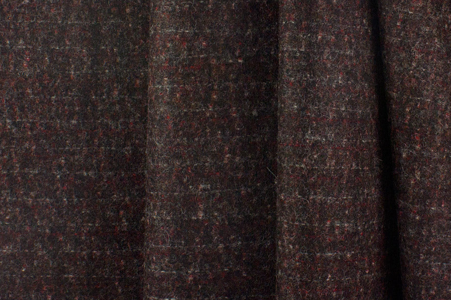 Striped Heathered Wine Virgin Wool Melton Coating (Made in Austria)