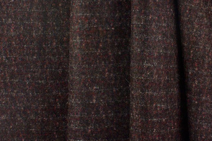 Striped Heathered Wine Virgin Wool Melton Coating (Made in Austria)