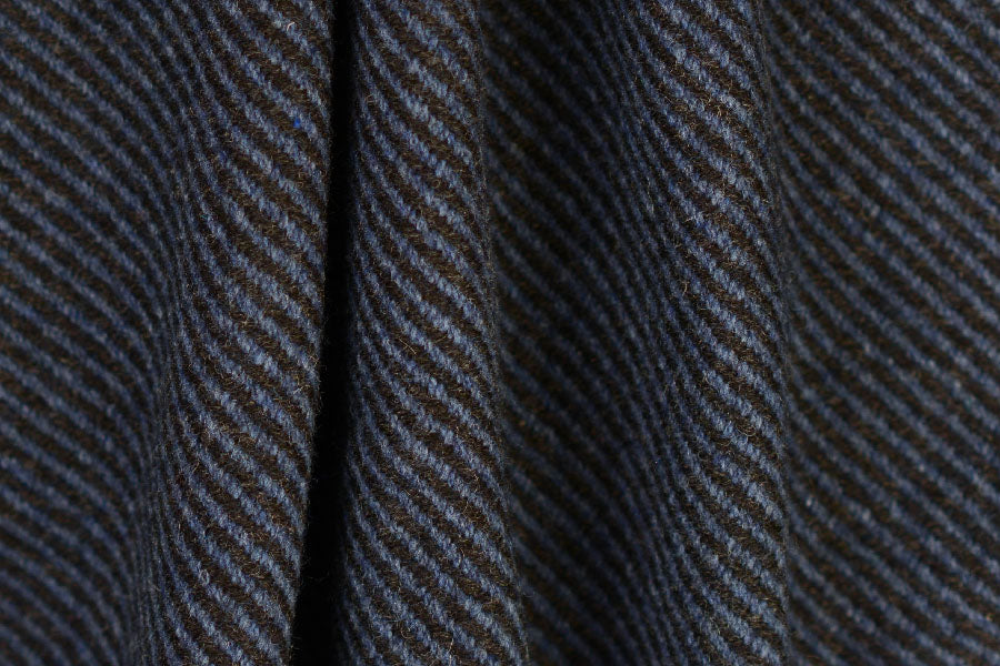 Denim Blues & Black Soft Twill Wool Coating