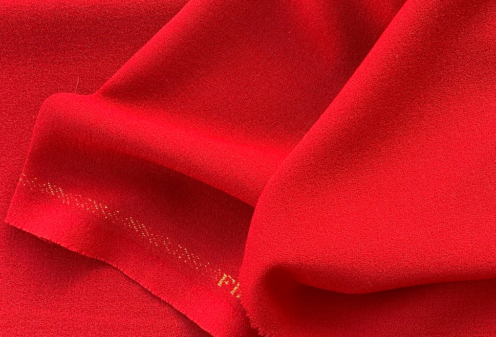 Power Red Selvedged Wool Crepe (Made in Italy)