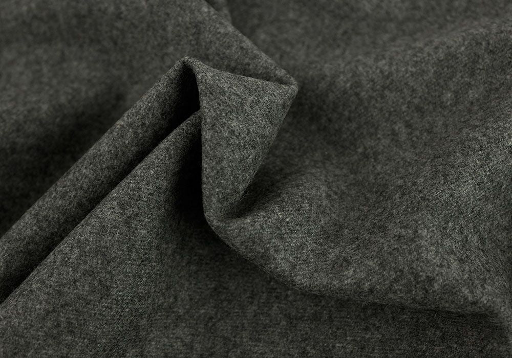 Finest Heathered Charcoal Grey-Green Wool Flannel (Made in Italy)