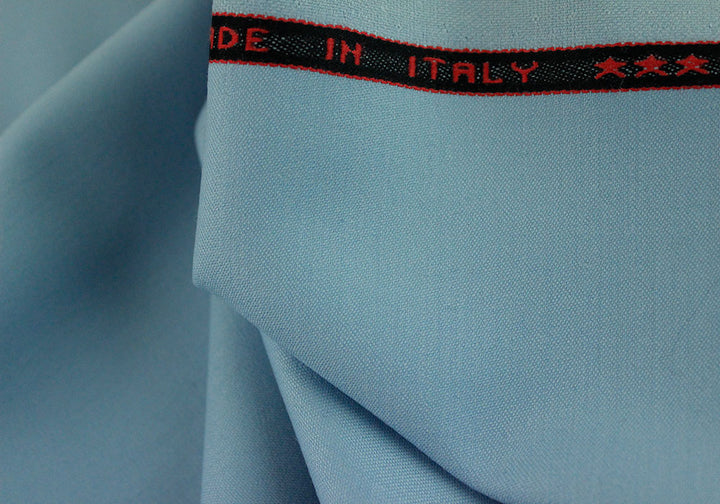 Baby Blue Selvedged Stretch Wool Twill (Made in Italy)