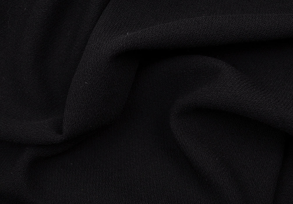 Classic Drapey Black Wool Crepe (Made in Italy)