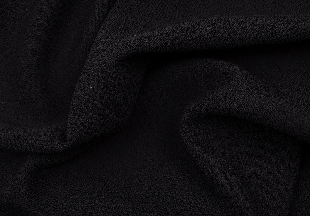Classic Drapey Black Wool Double-Crepe (Made in Italy)