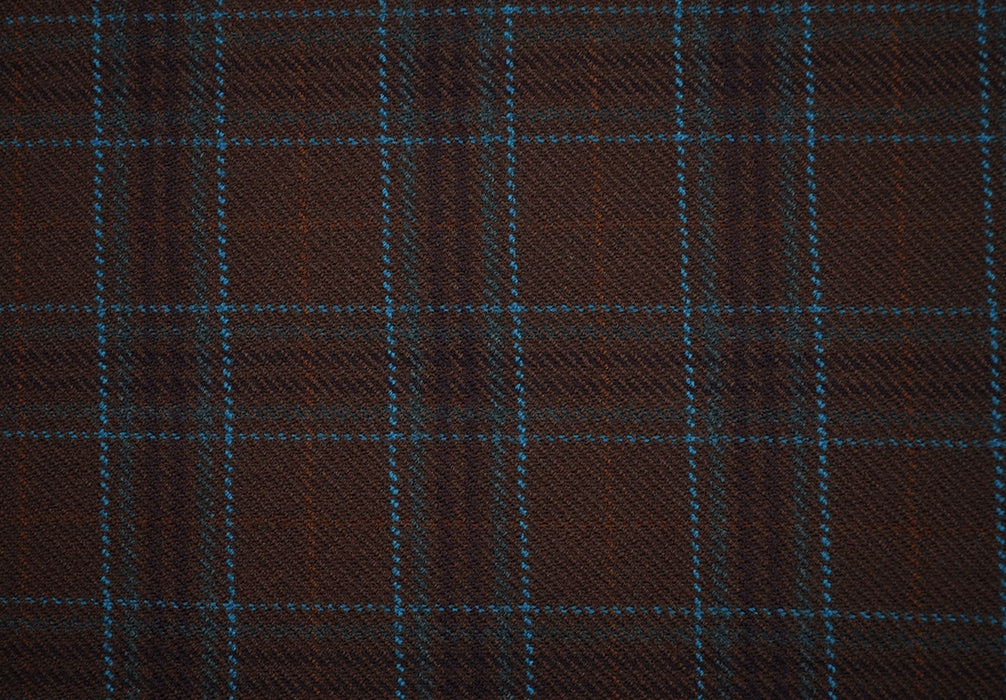 Midweight Pinecone Brown & Blue Wool Plaid