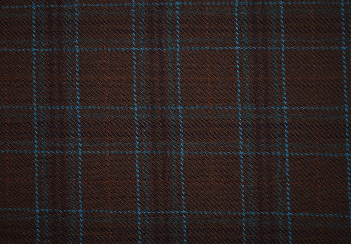 Midweight Pinecone Brown & Blue Wool Plaid