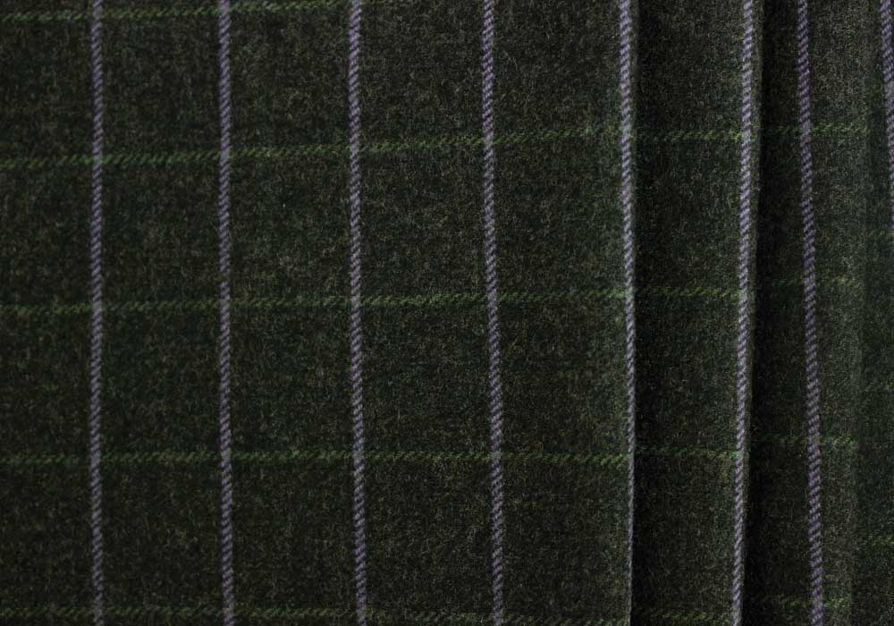 Designer Grey, Lavender & Sage Stretch Wool Windowpane Check (Made in Italy)