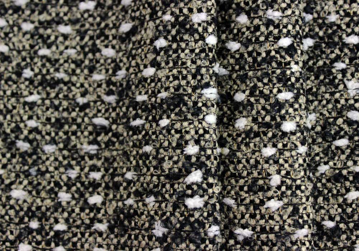 Cream & Black Wool Blend Tweed Bouclé (Made in Spain)