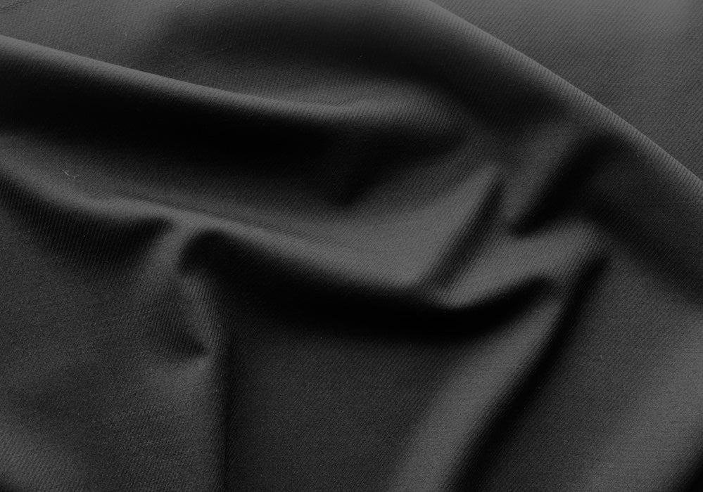 Raven's Beak Black Stretch Wool Twill