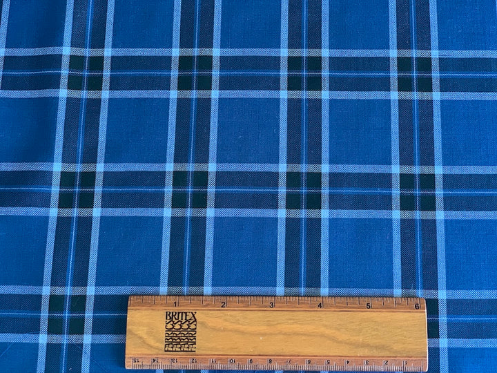 Selvedged Fine & Dandy Blue Skys Plaid Wool Blend Suiting