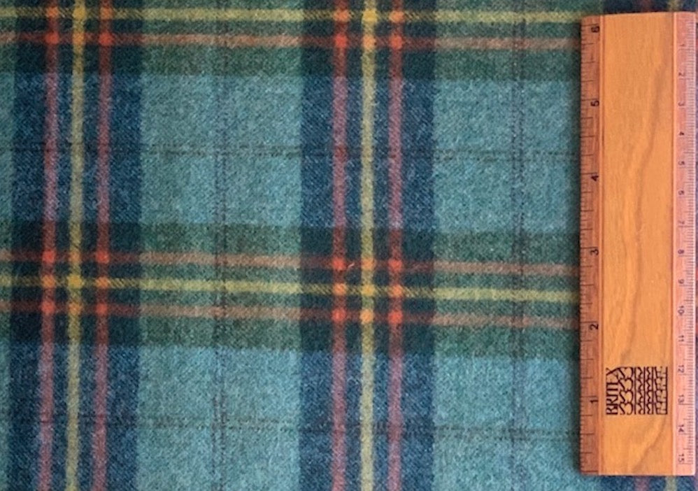 Brushed Aqua Skies Selvedged Wool Plaid (Made In Italy)