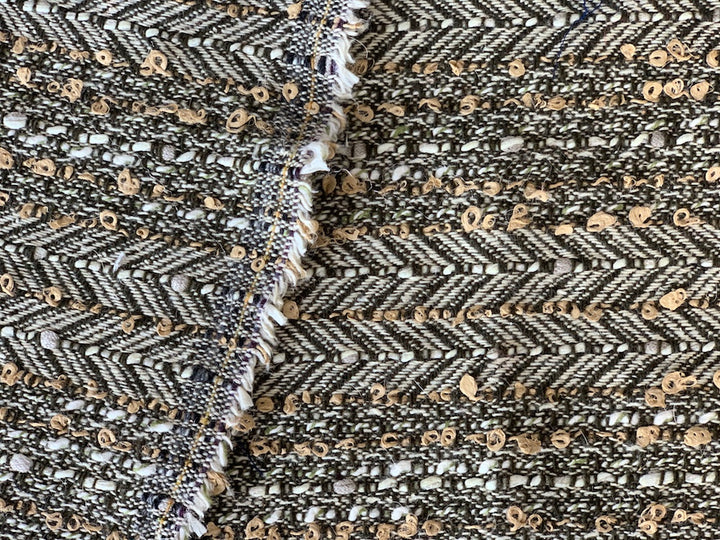 Pale Cappuccino Herringbone Cotton Blend Tweed Bouclé  (Made in Italy)