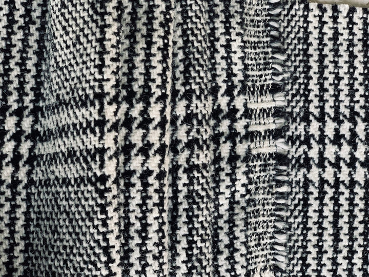 Black & White Glen Plaid Bouclé Wool Blend Coating  (Made in Italy)