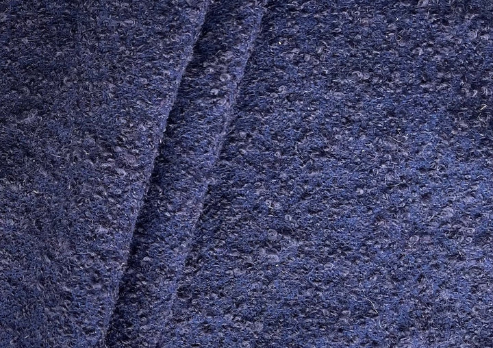 Couture Elegant Midnight Navy Wool Blend Bouclé (Made in Italy)