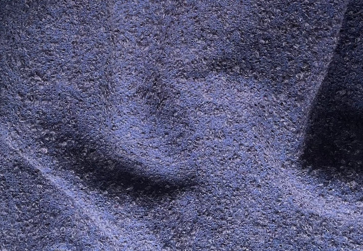 Couture Elegant Midnight Navy Wool Blend Bouclé (Made in Italy)