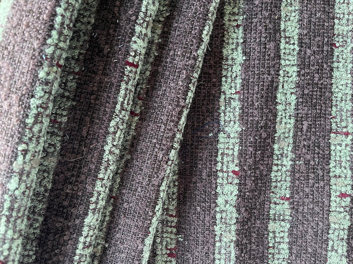 Elegant Striped Glaucus & Cedar Mohair Blend Bouclé (Made in Spain)