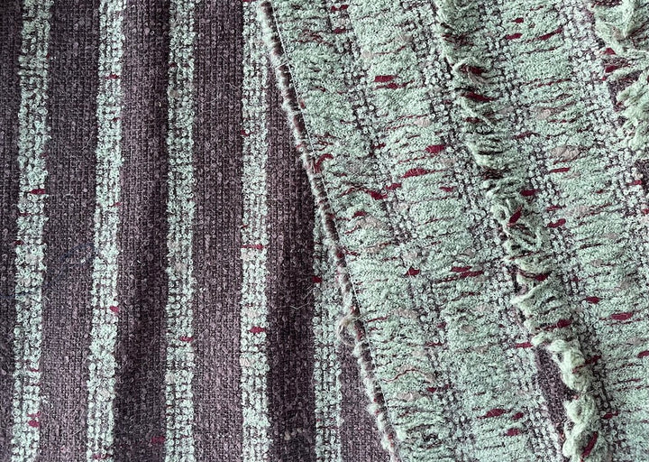 Elegant Striped Glaucus & Cedar Mohair Blend Bouclé (Made in Spain)