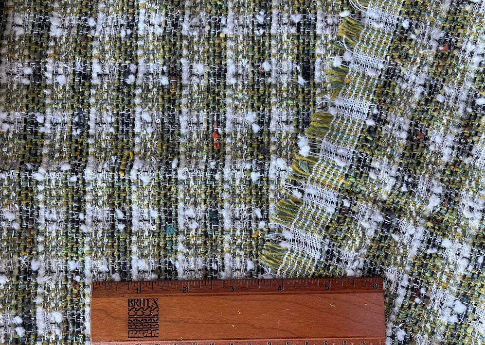 Plaid Zesty Limoncello Wool Blend Tweed Bouclé (Made in Italy)