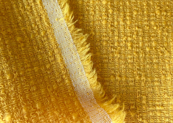 High-End Golden Sunflower Yellow Wool Bouclé (Made in Italy)