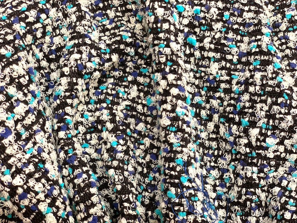 Turquoise Bubbles Viscose Blend Bouclé  (Made in Italy)