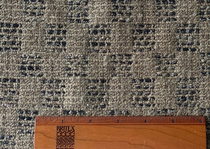 Elegant Geometric Sandy Beige & Gold Wool Blend Bouclé  (Made in Spain)