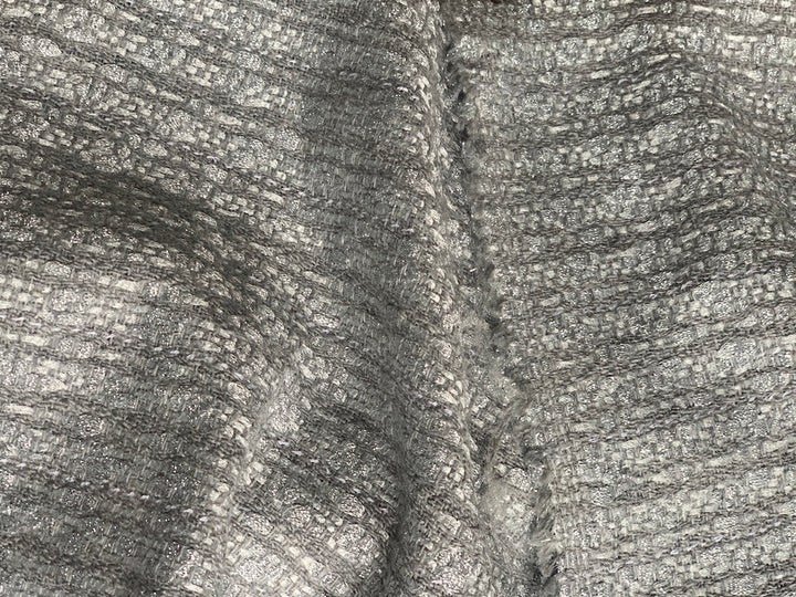 Ralph Lauren Subtly Sequined Platinum Cotton Bouclé  (Made in Italy)