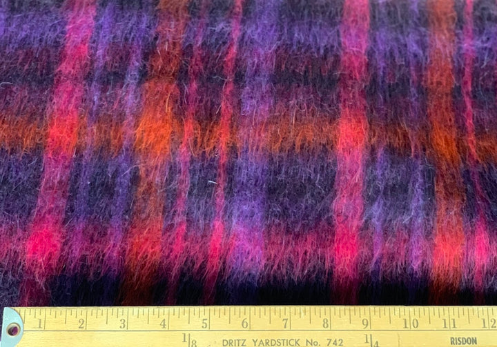 Magical Sunset Plaid Wool Blend Coating (Made in Italy)