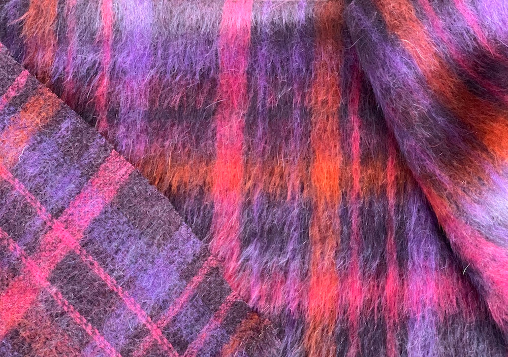 Magical Sunset Plaid Wool Blend Coating (Made in Italy)