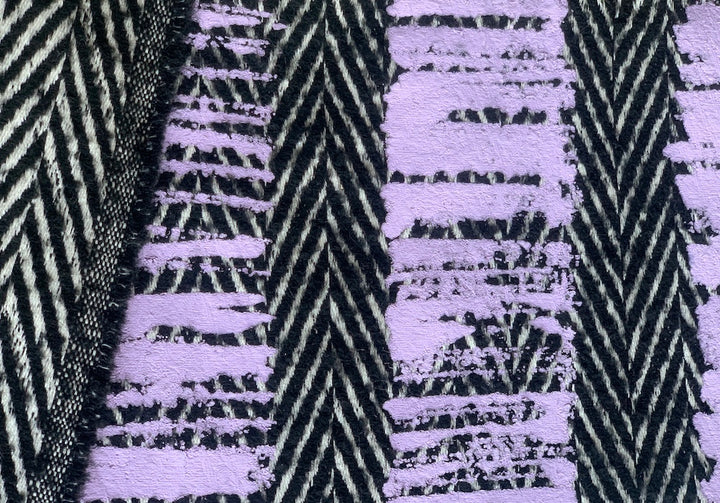 Versace Lilac Striped Herringbone Wool Blend Coating (Made in Italy)