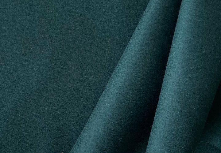 Lustrous Crystal Teal Wool Blend Melton Coating (Made in Italy)