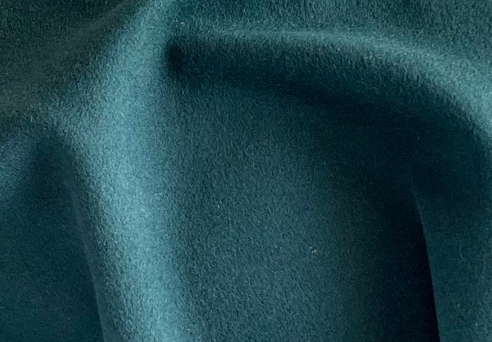Suffused Egyptian Teal Wool & Cashmere Blend Melton Coating (Made in Italy)
